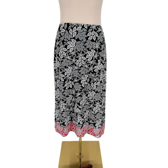 J. Jill Pull-On Midi Skirt XLP PETITE Leaf Print Knit Wrap Stretch Elastic Waist - Picture 12 of 13